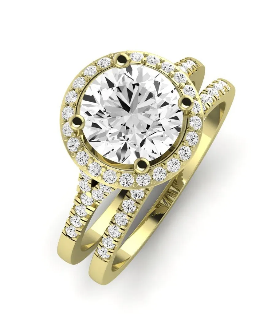 Desert Rose Diamond Matching Band for Round Center (Band Only. Engagement Ring Not Included)