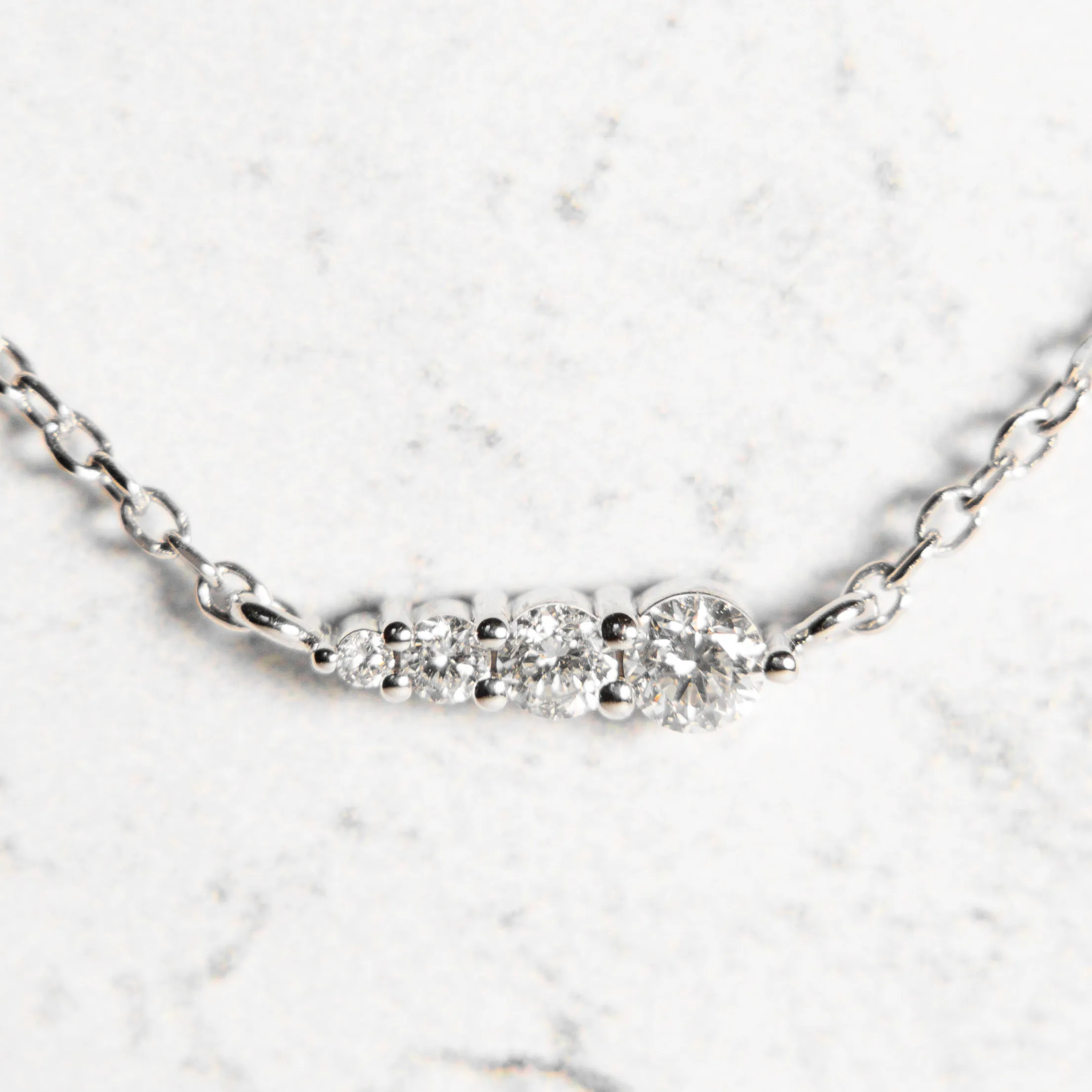 Diamond Layering Necklace - Graduated Diamonds in 14k White Gold