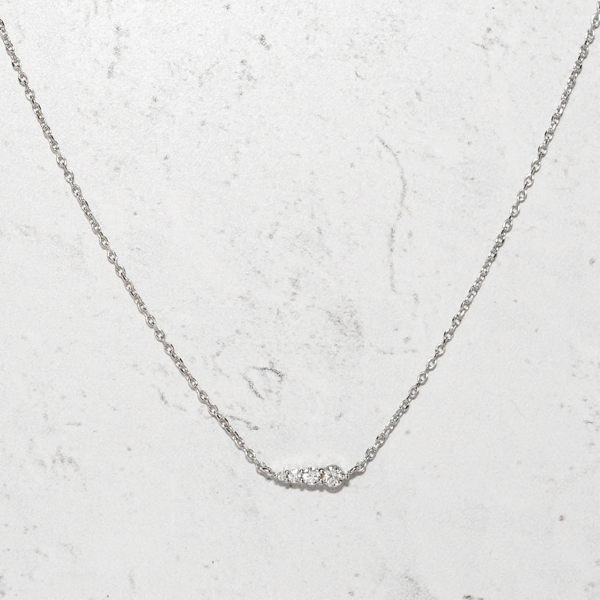 Diamond Layering Necklace - Graduated Diamonds in 14k White Gold