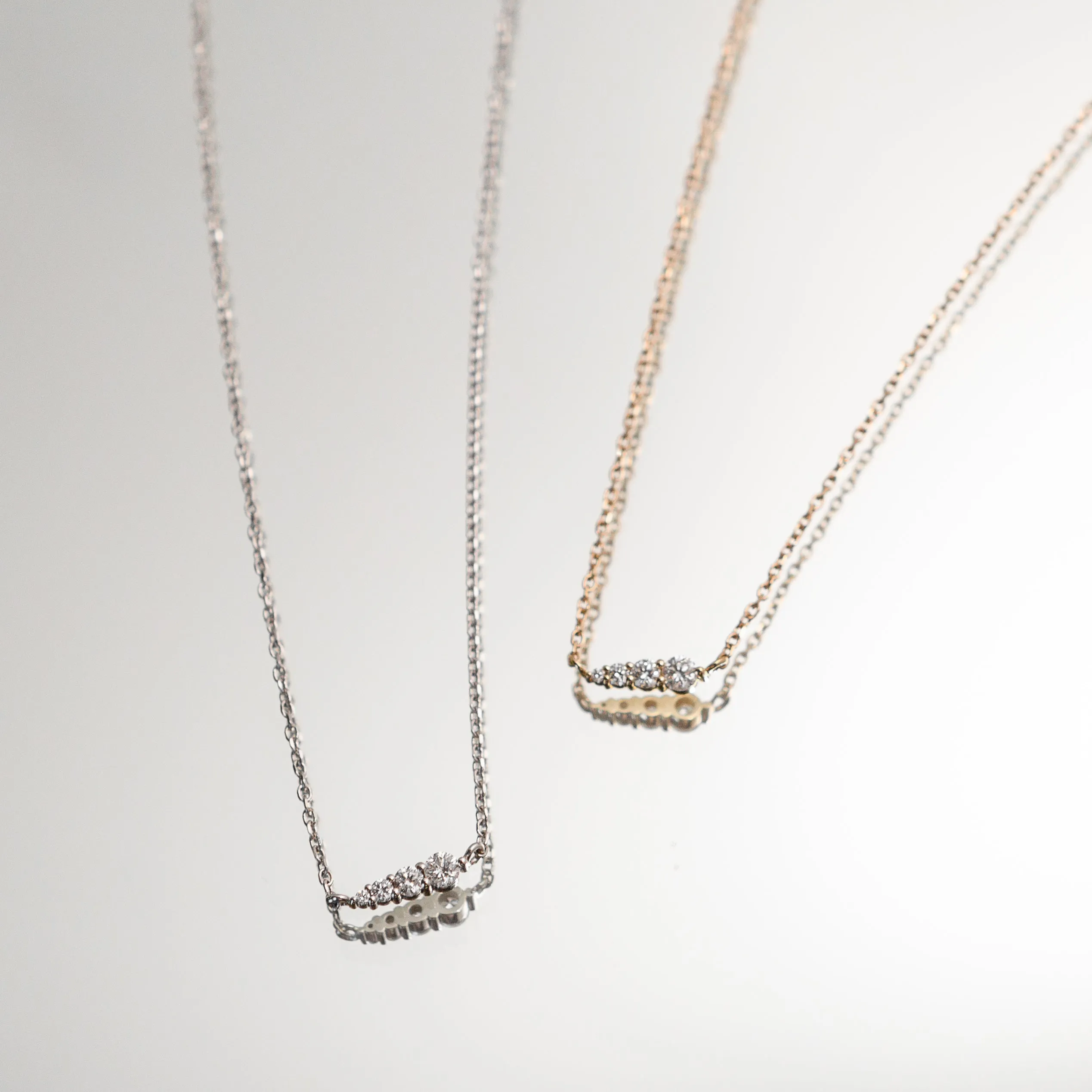 Diamond Layering Necklace - Graduated Diamonds in 14k White Gold