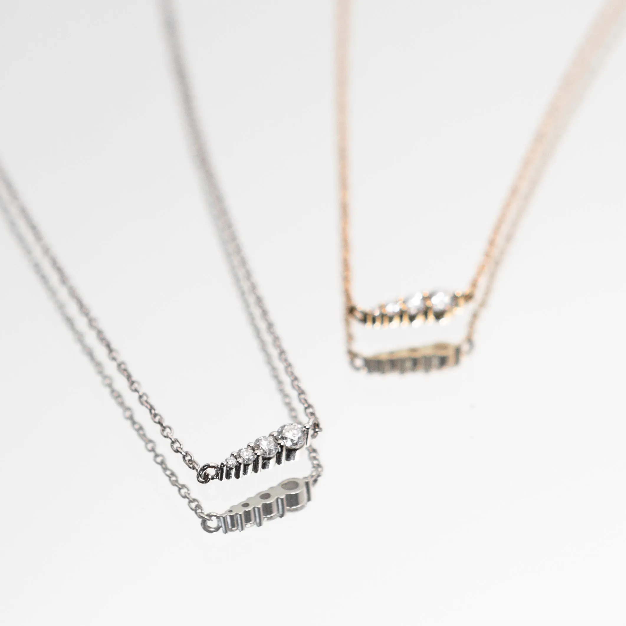 Diamond Layering Necklace - Graduated Diamonds in 14k White Gold