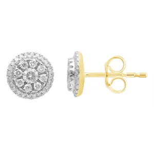 Diamond Set Composite Stud Earrings in 9ct Yellow Gold