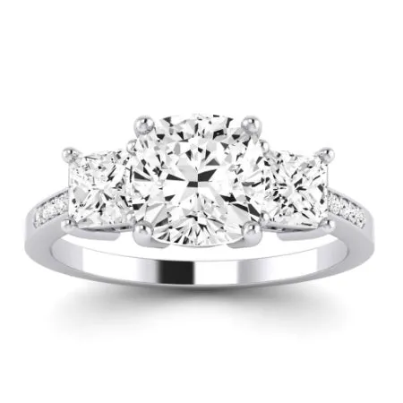 Dietes Moissanite Matching Band for Cushion Center (Band Only. Engagement Ring Not Included)