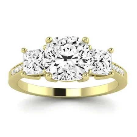 Dietes Moissanite Matching Band for Cushion Center (Band Only. Engagement Ring Not Included)