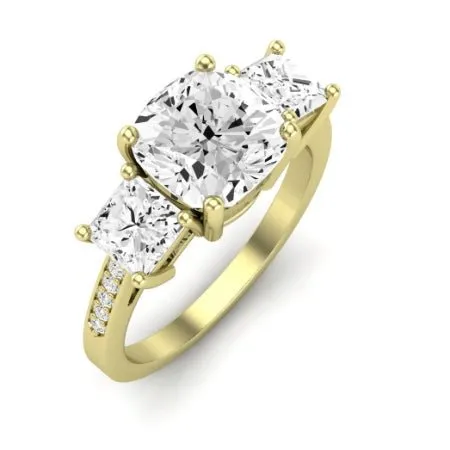 Dietes Moissanite Matching Band for Cushion Center (Band Only. Engagement Ring Not Included)