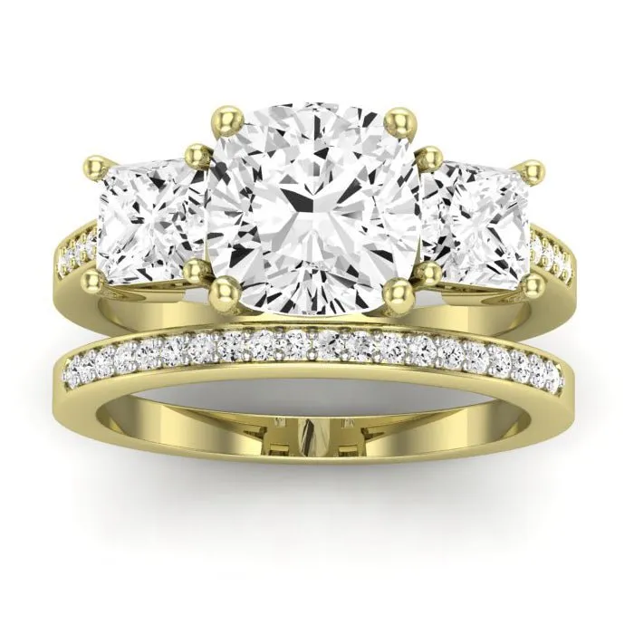 Dietes Moissanite Matching Band for Cushion Center (Band Only. Engagement Ring Not Included)