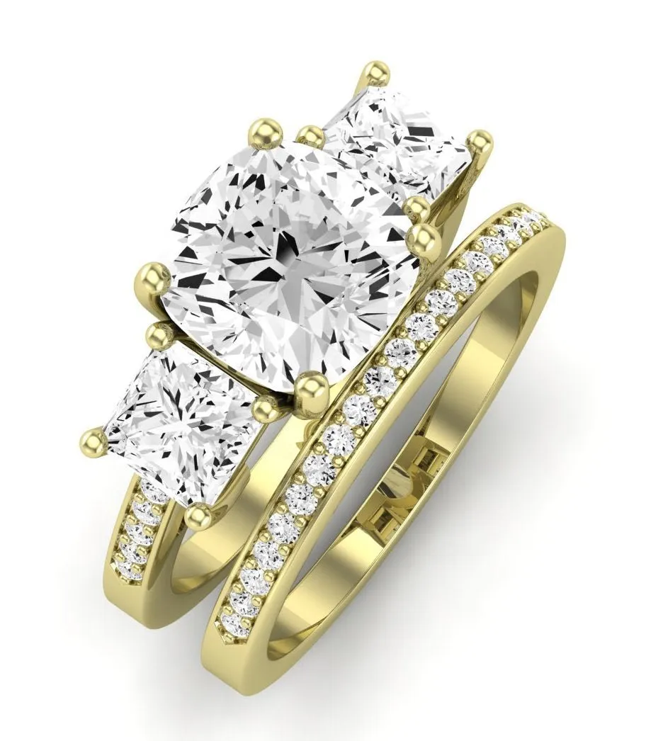 Dietes Moissanite Matching Band for Cushion Center (Band Only. Engagement Ring Not Included)