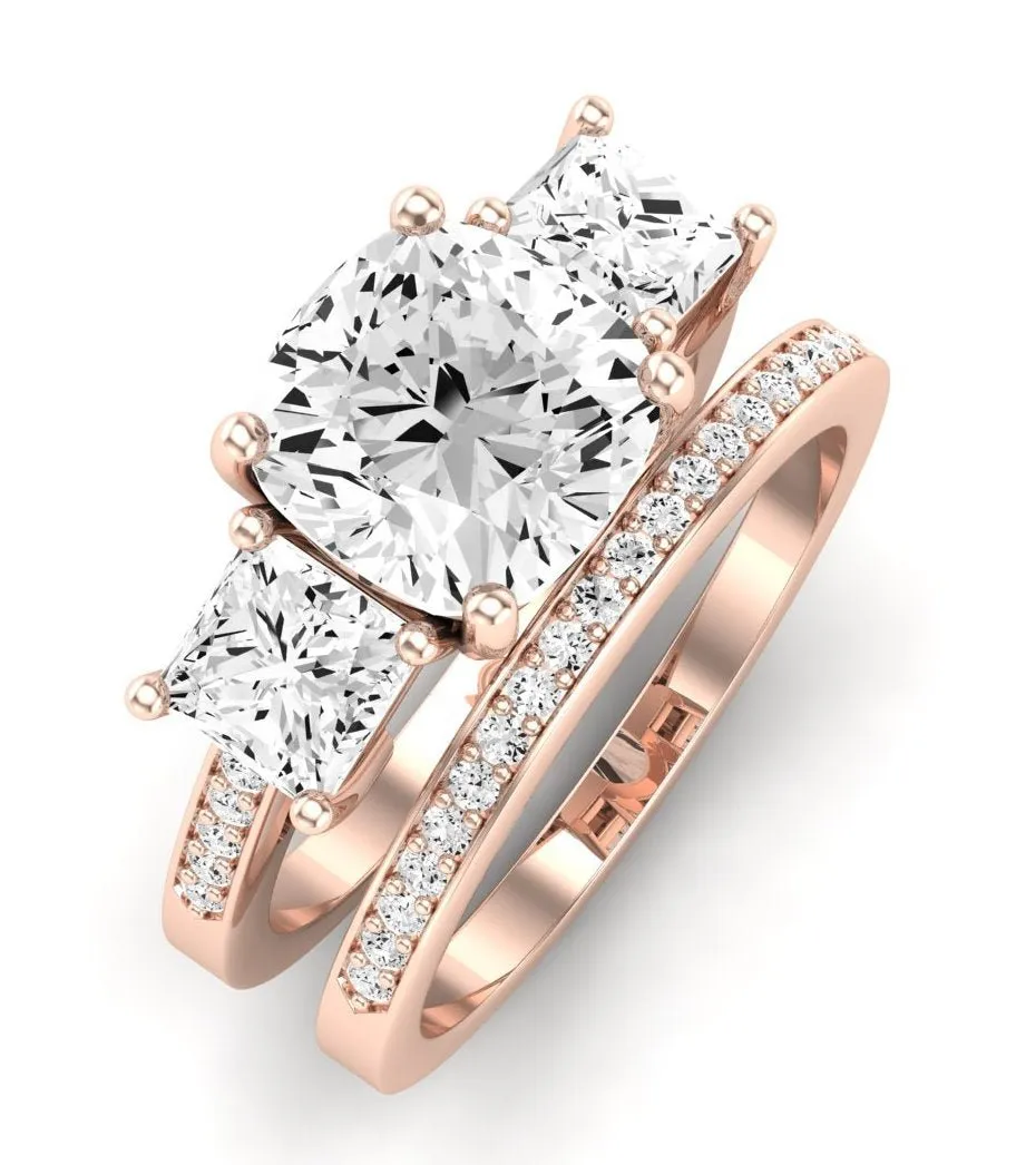 Dietes Moissanite Matching Band for Cushion Center (Band Only. Engagement Ring Not Included)