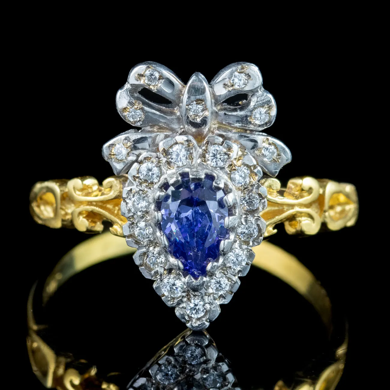 Edwardian Style Synthetic Tanzanite Cz Cluster Ring