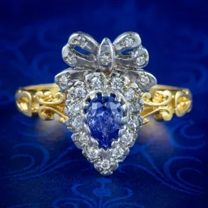 Edwardian Style Synthetic Tanzanite Cz Cluster Ring