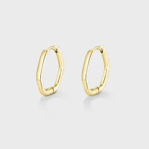 Essentielle Curved Hexagon Hoop Earrings, Gold Colour