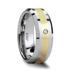 FABIAN | Tungsten Ring 14K Gold Inlay with Diamond