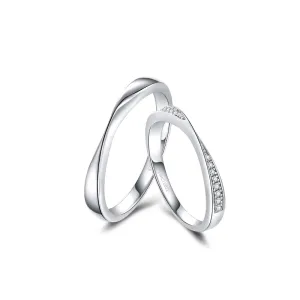 FANCIME "Connected" Couples Band Sterling Silver Rings