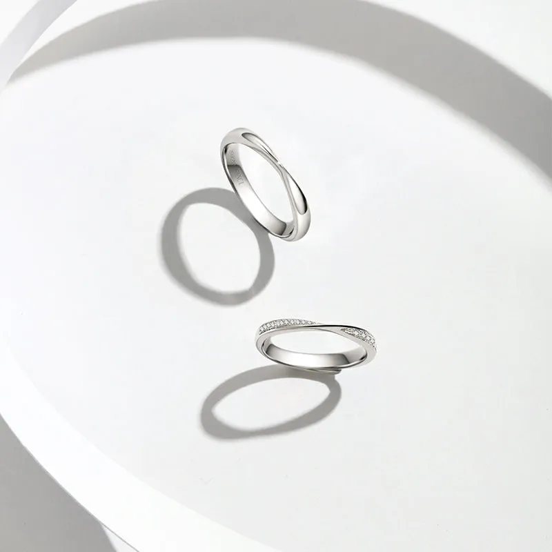 FANCIME "Connected" Couples Band Sterling Silver Rings