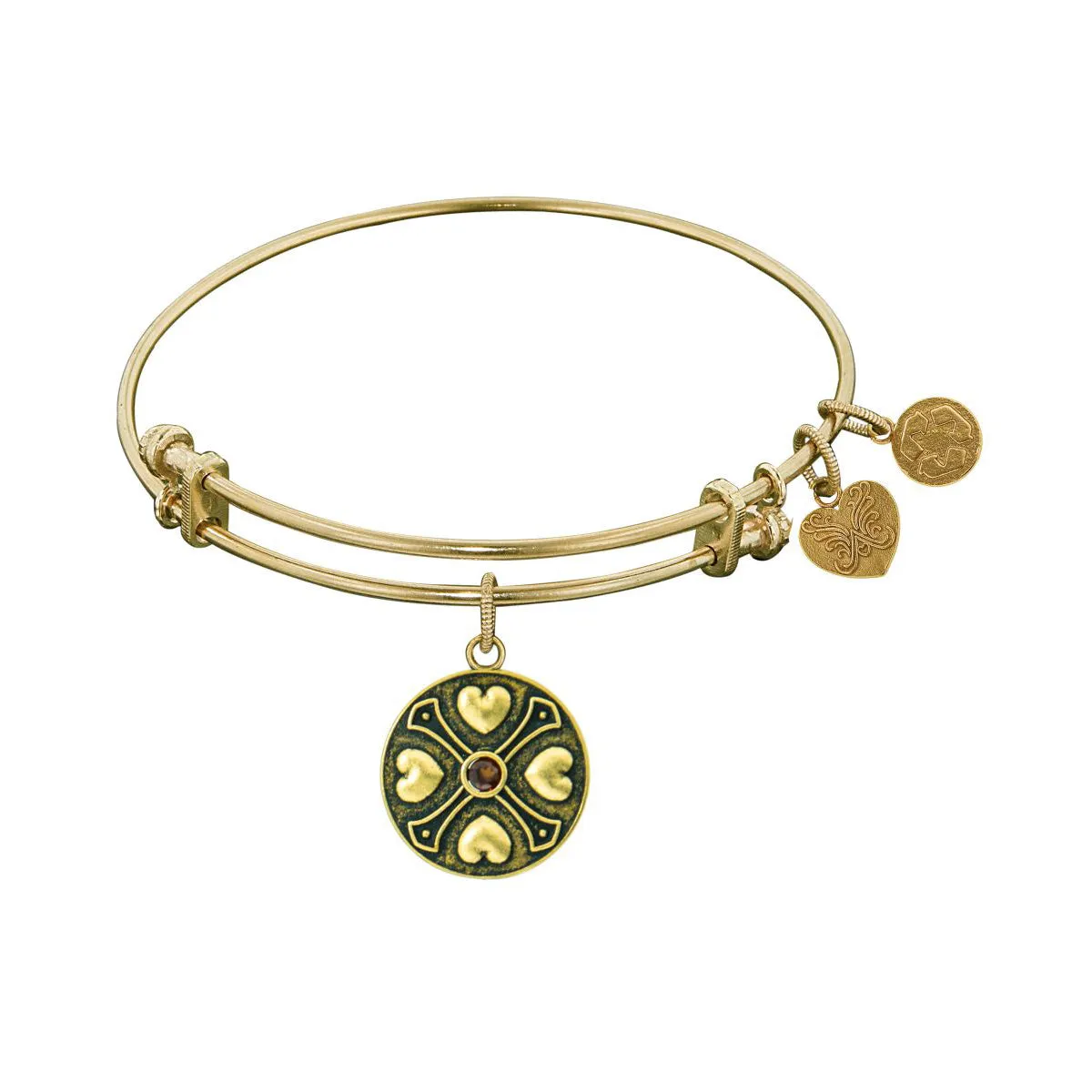 Finish Brass January Birthstone Angelica Bangle Bracelet, 7.25"