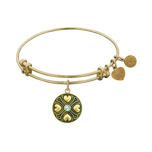 Finish Brass March Birthstone Angelica Bangle Bracelet, 7.25"