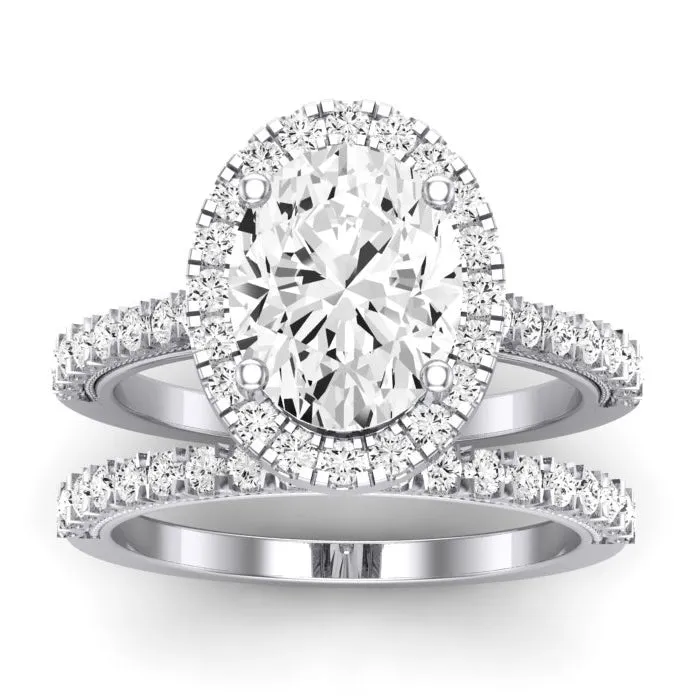 Florizel Moissanite Matching Band for Oval Center (Band Only. Engagement Ring Not Included)