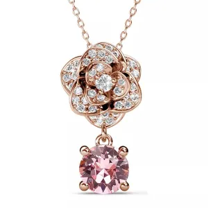 Flower Blush Necklace Embellished With SWAROVSKI Crystals in Rose Gold