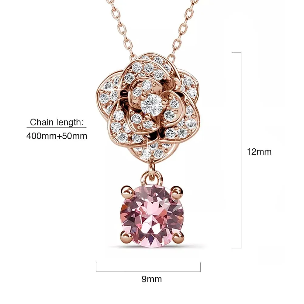 Flower Blush Necklace Embellished With SWAROVSKI Crystals in Rose Gold