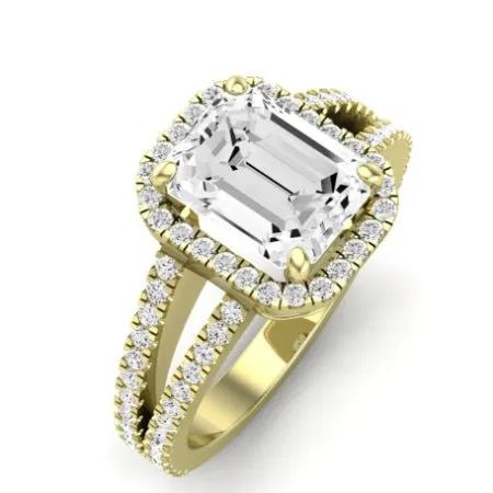 Freesia Diamond Matching Band for Emerald Center (Band Only. Engagement Ring Not Included)