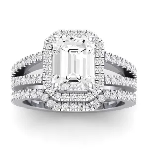 Freesia Diamond Matching Band for Emerald Center (Band Only. Engagement Ring Not Included)