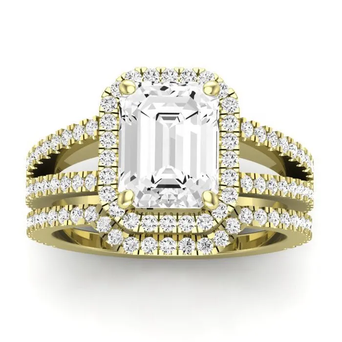 Freesia Diamond Matching Band for Emerald Center (Band Only. Engagement Ring Not Included)