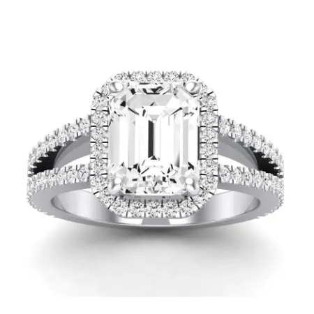 Freesia Diamond Matching Band for Emerald Center (Band Only. Engagement Ring Not Included)