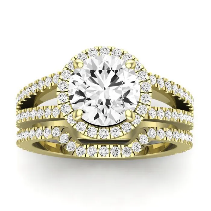 Freesia Moissanite Matching Band for Round Center (Band Only. Engagement Ring Not Included)