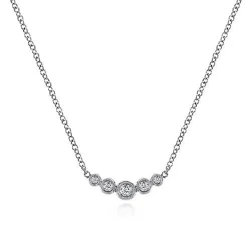 Gabriel & Co. White Gold Curved Diamond Bar Necklace