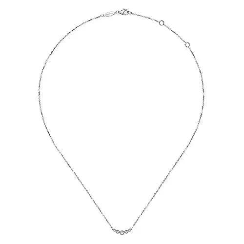 Gabriel & Co. White Gold Curved Diamond Bar Necklace