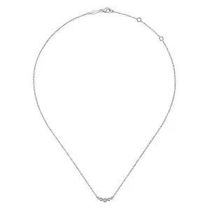 Gabriel & Co. White Gold Curved Diamond Bar Necklace