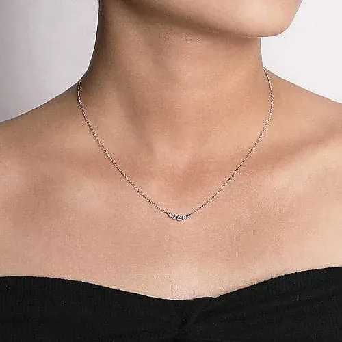 Gabriel & Co. White Gold Curved Diamond Bar Necklace