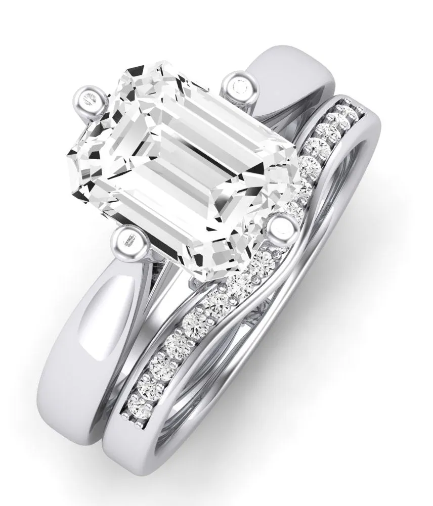 Gardenia Diamond Matching Band for Emerald Center (Band Only. Engagement Ring Not Included)