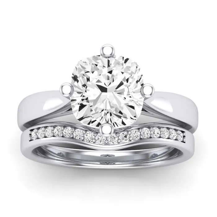 Gardenia Moissanite Matching Band for Cushion Center (Band Only. Engagement Ring Not Included)