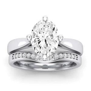 Gardenia Moissanite Matching Band for Oval Center (Band Only. Engagement Ring Not Included)