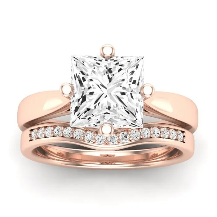 Gardenia Moissanite Matching Band for Princess Center (Band Only. Engagement Ring Not Included)