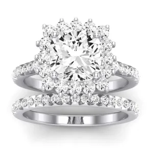 Gazania Diamond Matching Band For  With Cushion Center(Band Only. Engagement Ring Not Included)