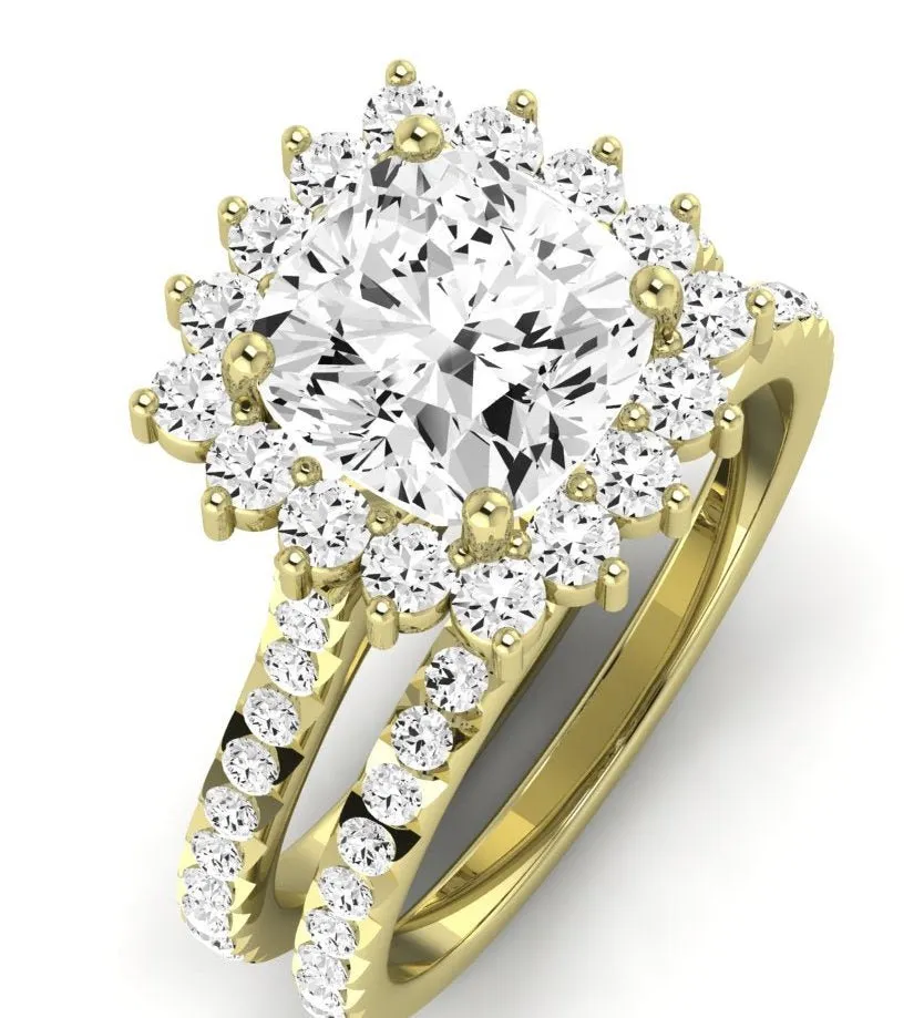 Gazania Diamond Matching Band For  With Cushion Center(Band Only. Engagement Ring Not Included)