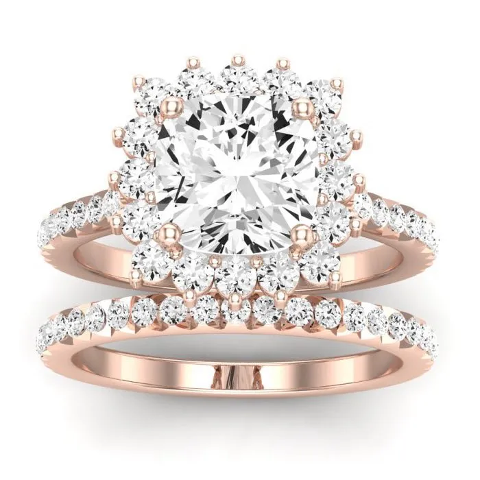 Gazania Diamond Matching Band For  With Cushion Center(Band Only. Engagement Ring Not Included)