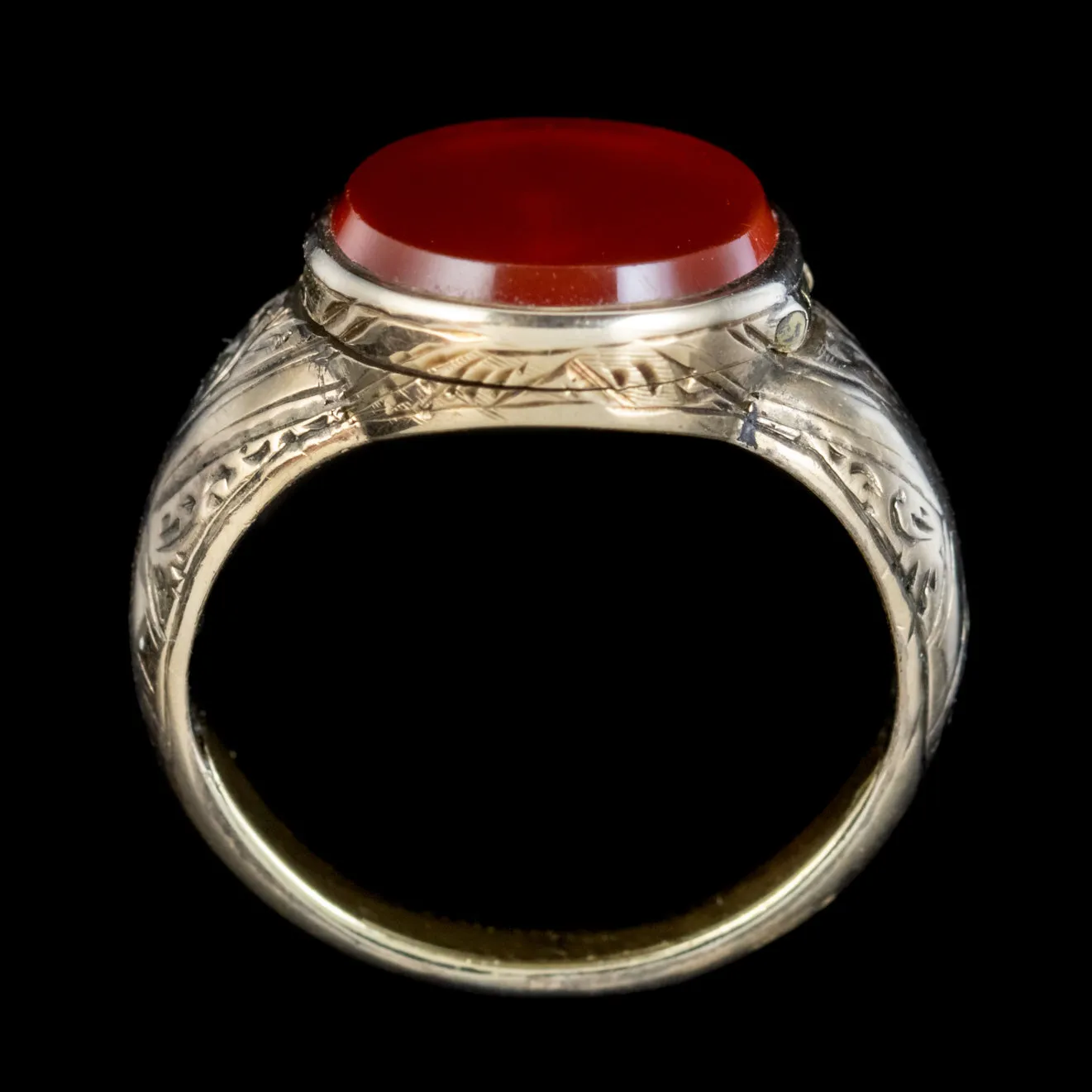 Georgian Style Memento Mori Carnelian Diamond Skull Locket Ring 18ct Gold