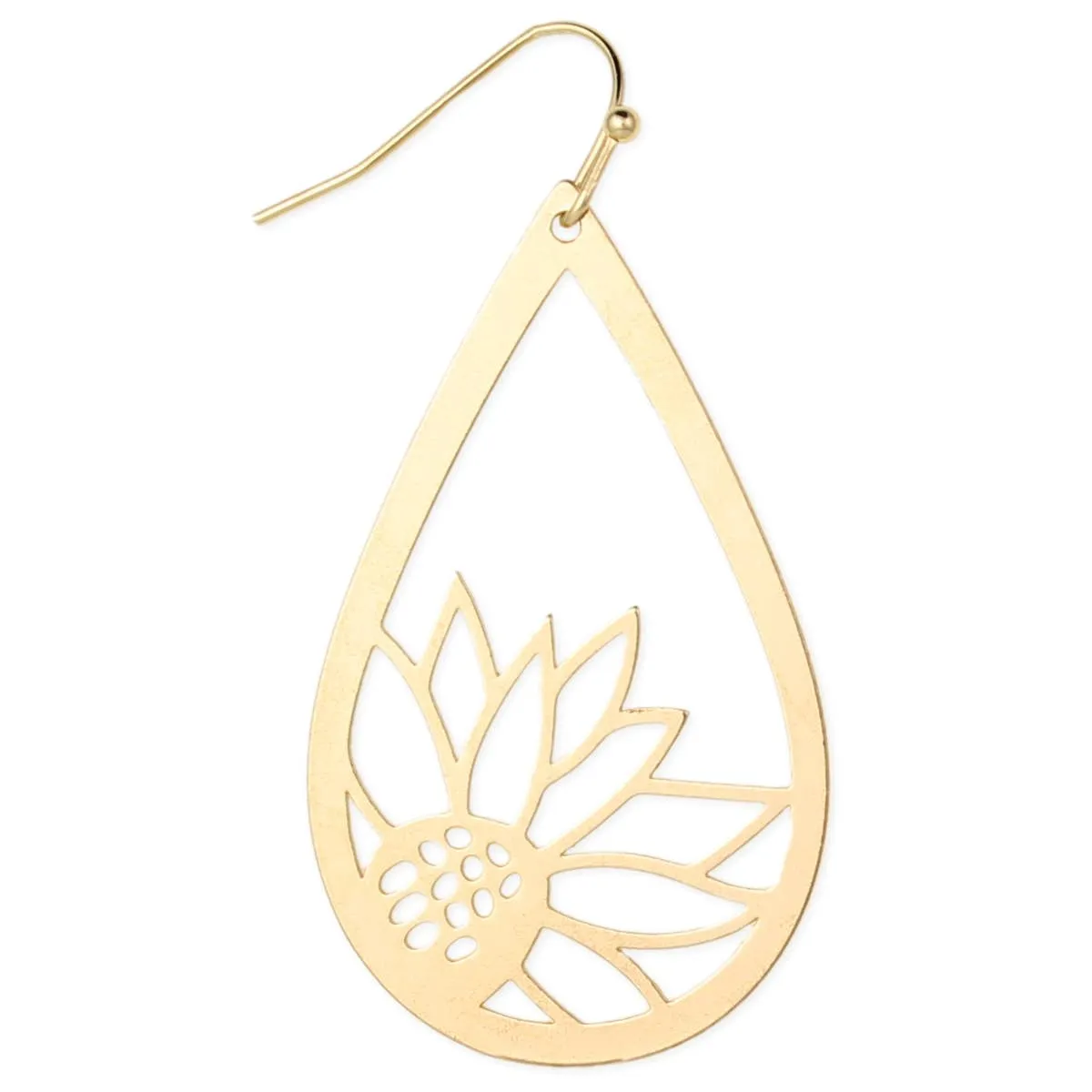 Gold Cutout Sunflower Teardrop Earring