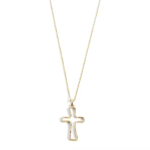 Gold Hollow Cross Necklace