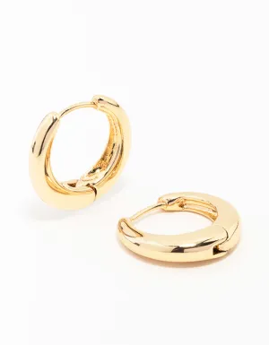 Gold Plain Clicker Huggie Earrings