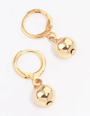 Gold Small Classic Ball Huggie Earrings