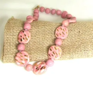 Handmade Kazuri Bead Necklace in Pink Fair Trade Bead