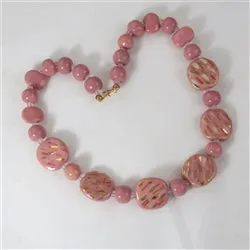 Handmade Kazuri Bead Necklace in Pink Fair Trade Bead