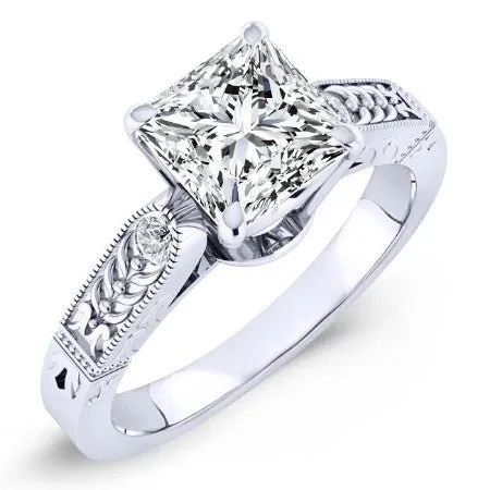 Heath Moissanite Matching Band for Princess Center (Band Only. Engagement Ring Not Included)