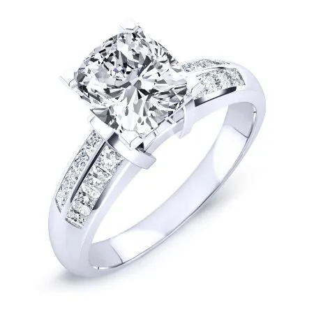 Heather Moissanite Matching Band for Cushion Center (Band Only. Engagement Ring Not Included)