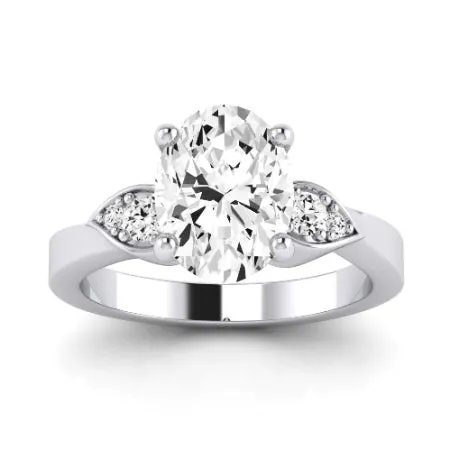 Hibiscus Moissanite Matching Band for Oval Center (Band Only. Engagement Ring Not Included)