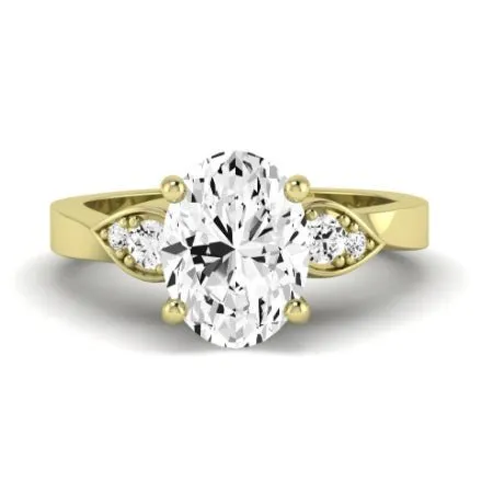 Hibiscus Moissanite Matching Band for Oval Center (Band Only. Engagement Ring Not Included)